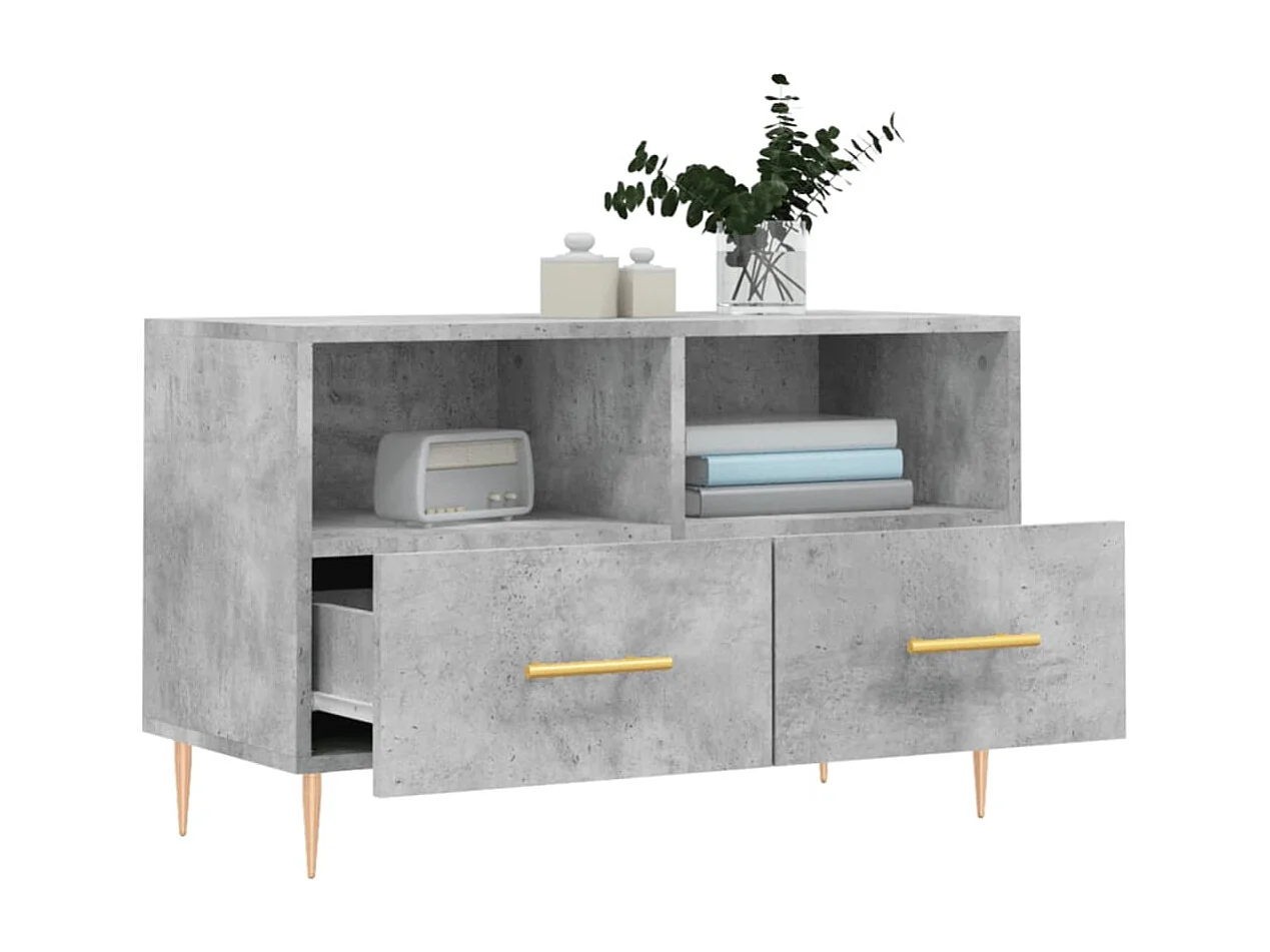 Meuble TV Gris béton 80x36x50 Bois d'ingénierie