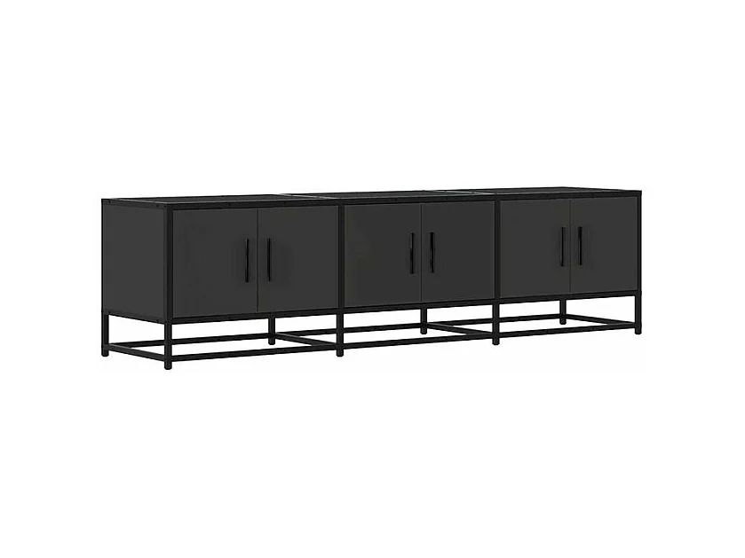 Meuble TV noir 150x35x41 bois d'ingénierie et métal