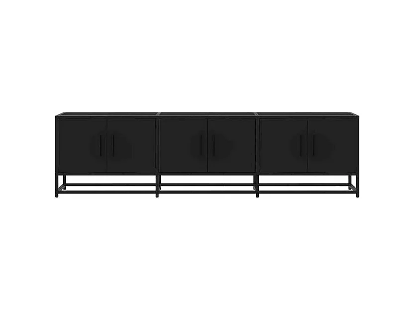 Meuble TV noir 150x35x41 bois d'ingénierie et métal