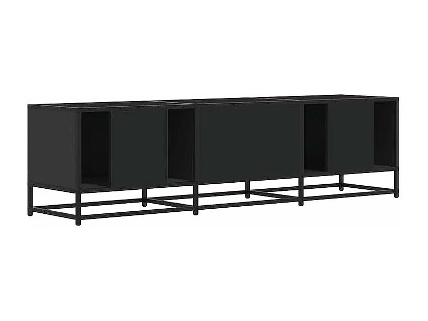 Meuble TV noir 150x35x41 bois d'ingénierie et métal