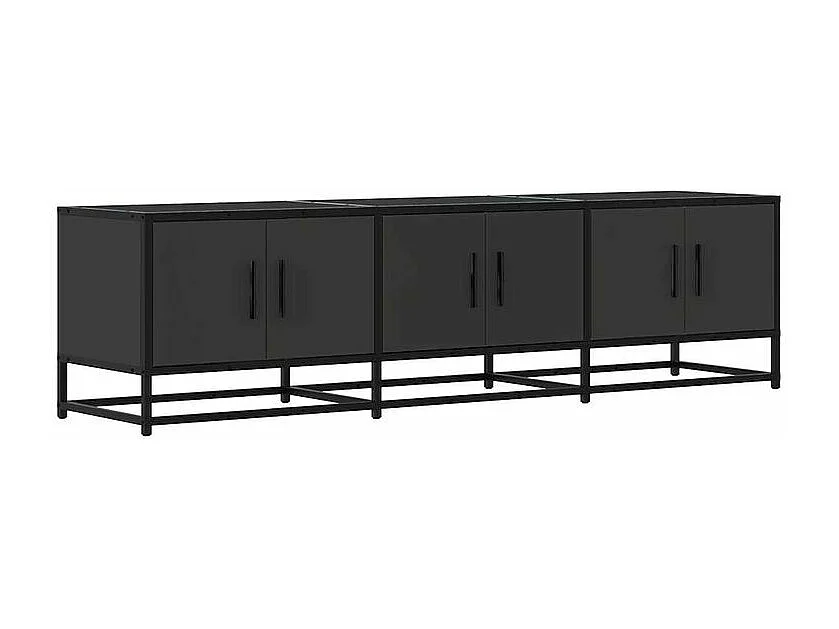 Meuble TV noir 150x35x41 bois d'ingénierie et métal