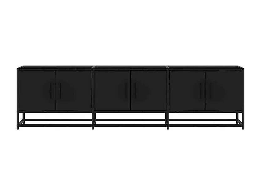 Meuble TV noir 150x35x41 bois d'ingénierie et métal