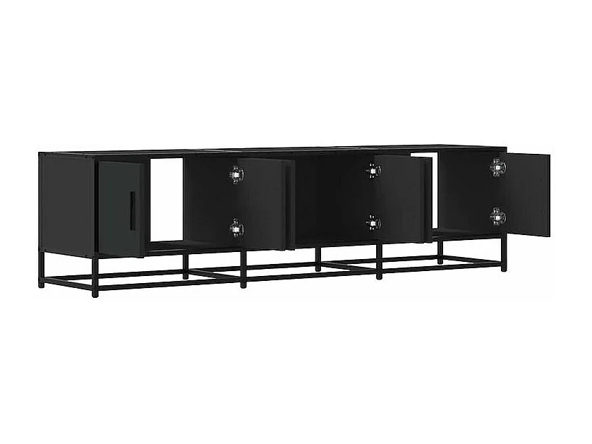 Meuble TV noir 150x35x41 bois d'ingénierie et métal