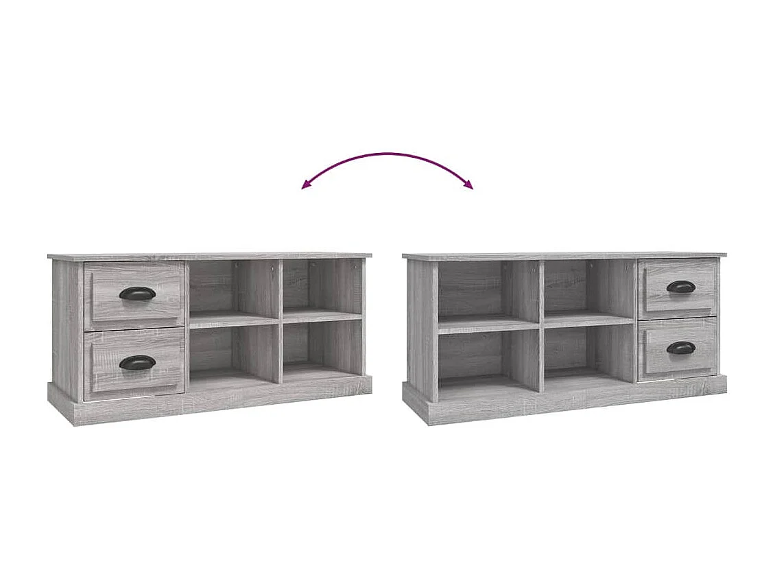 Meuble TV sonoma gris 102x35,5x47,5 bois d'ingénierie