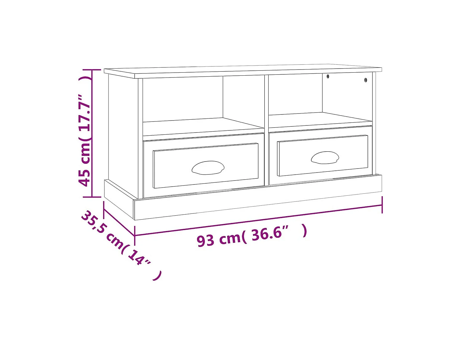 Meuble TV blanc 93x35,5x45 bois d'ingénierie