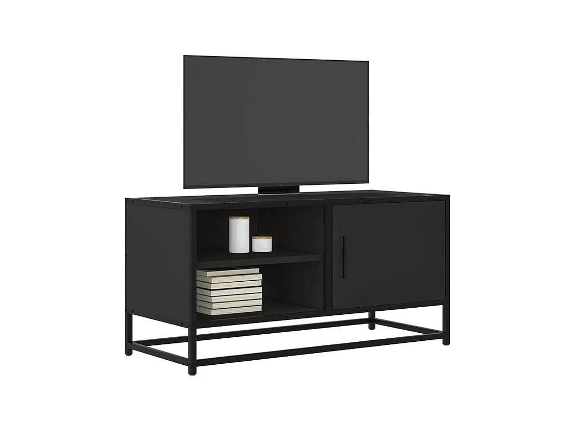 Meuble TV noir 80x34,5x40 bois d'ingénierie et métal