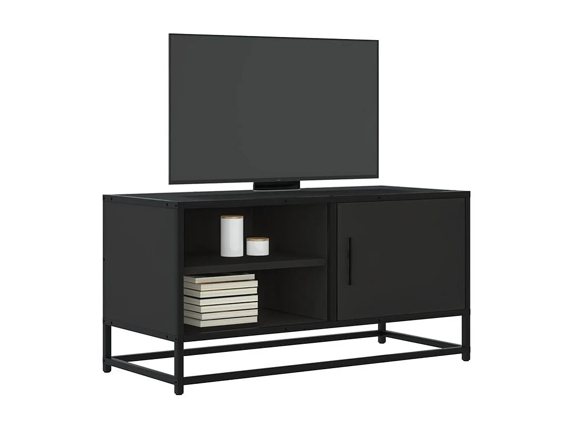 Meuble TV noir 80x34,5x40 bois d'ingénierie et métal