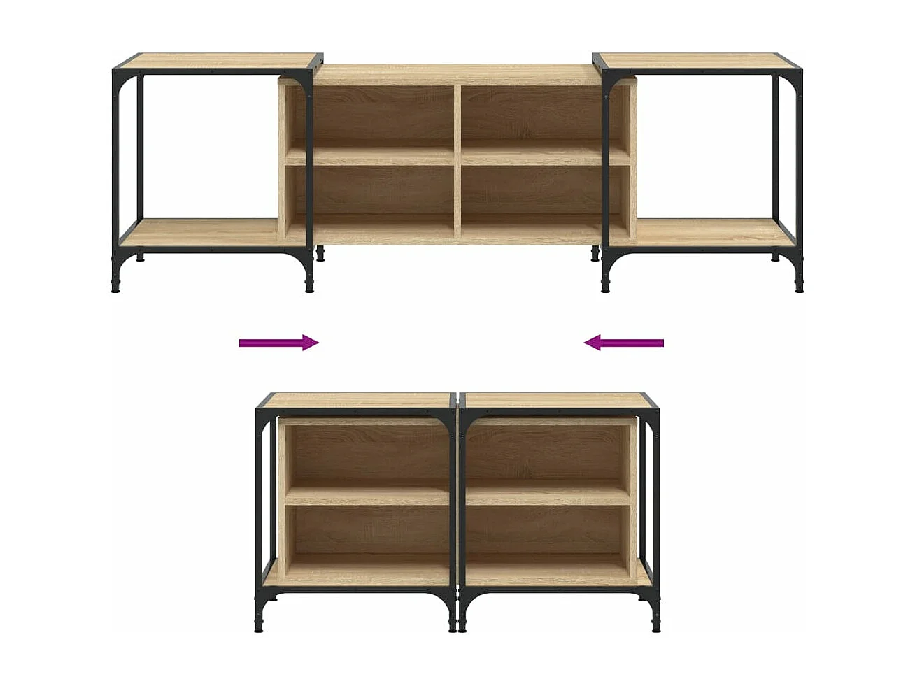 Meuble TV chêne sonoma 153x37x50 bois d'ingénierie