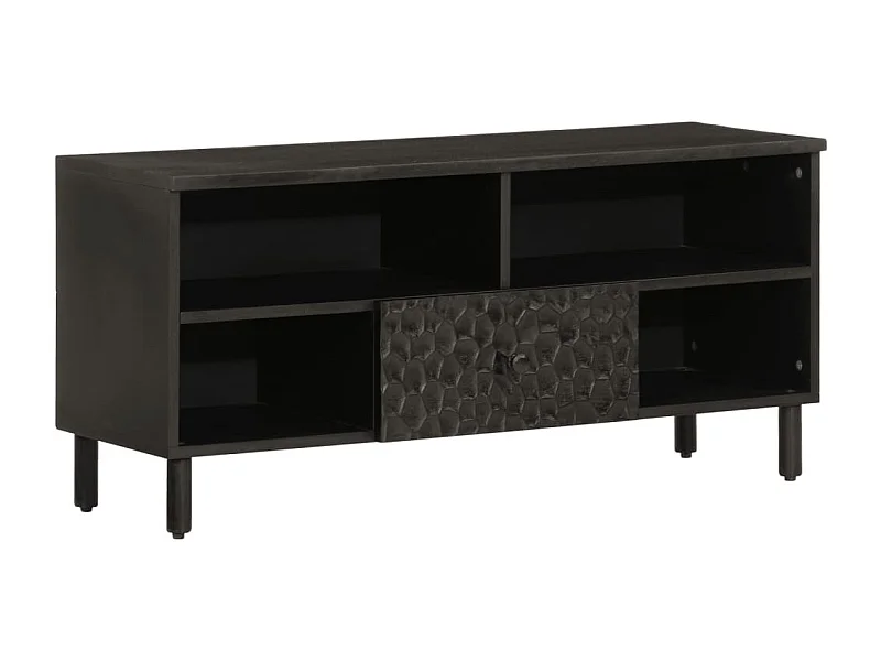 Meuble TV noir 100x33x46 bois massif de manguier