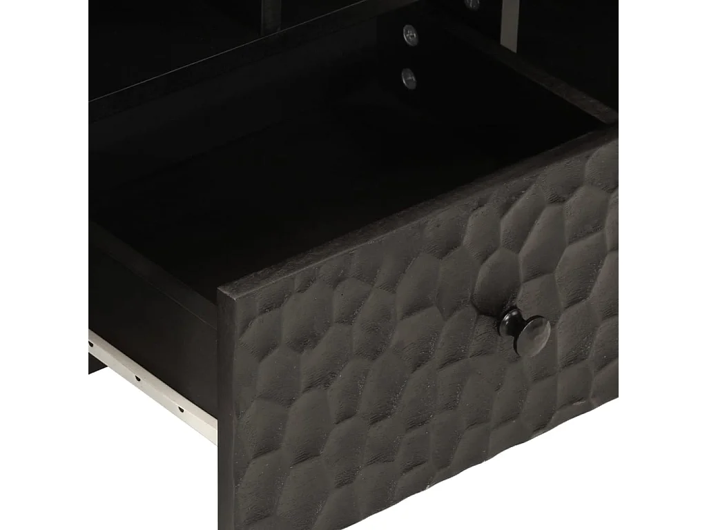 Meuble TV noir 100x33x46 bois massif de manguier