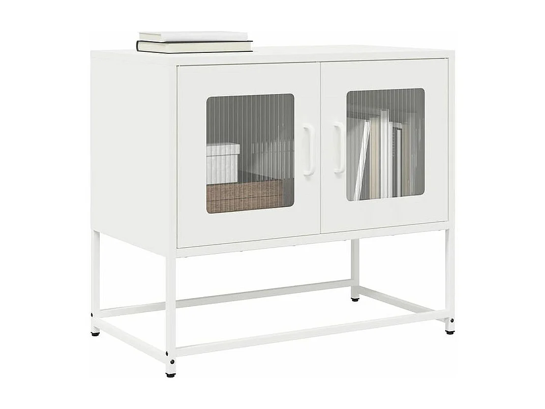 Meuble TV blanc 68x39x60,5 acier laminé à froid