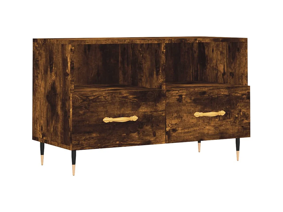 Meuble TV Chêne fumé 80x36x50 Bois d'ingénierie