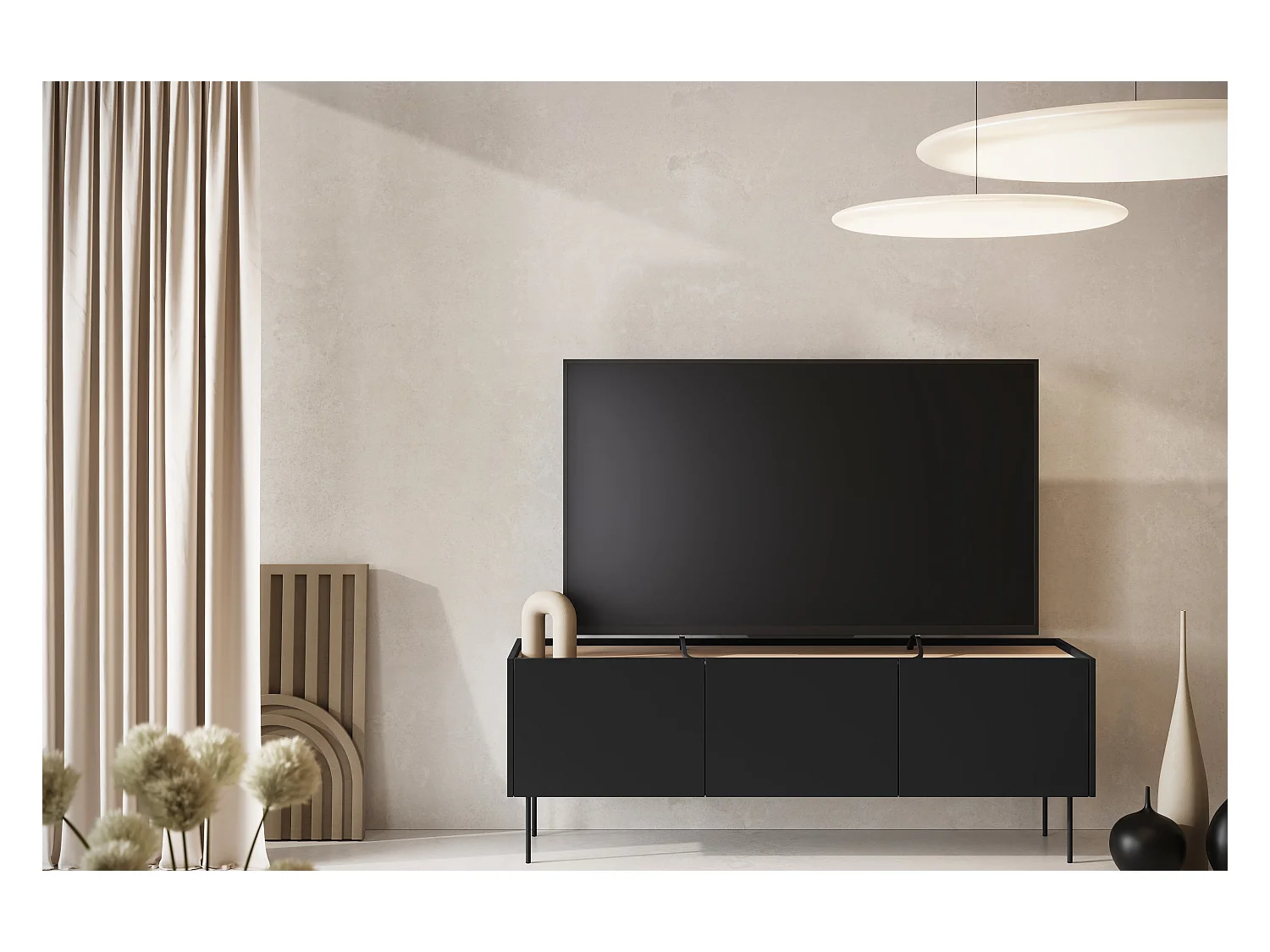 TV-meubel 3-deurs met metalen voet 170x60 cm