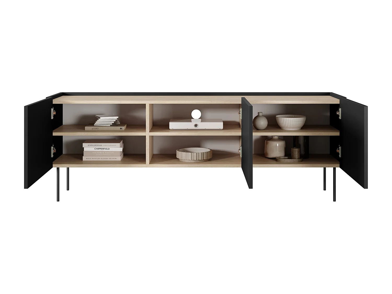 TV-meubel 3-deurs met metalen voet 170x60 cm