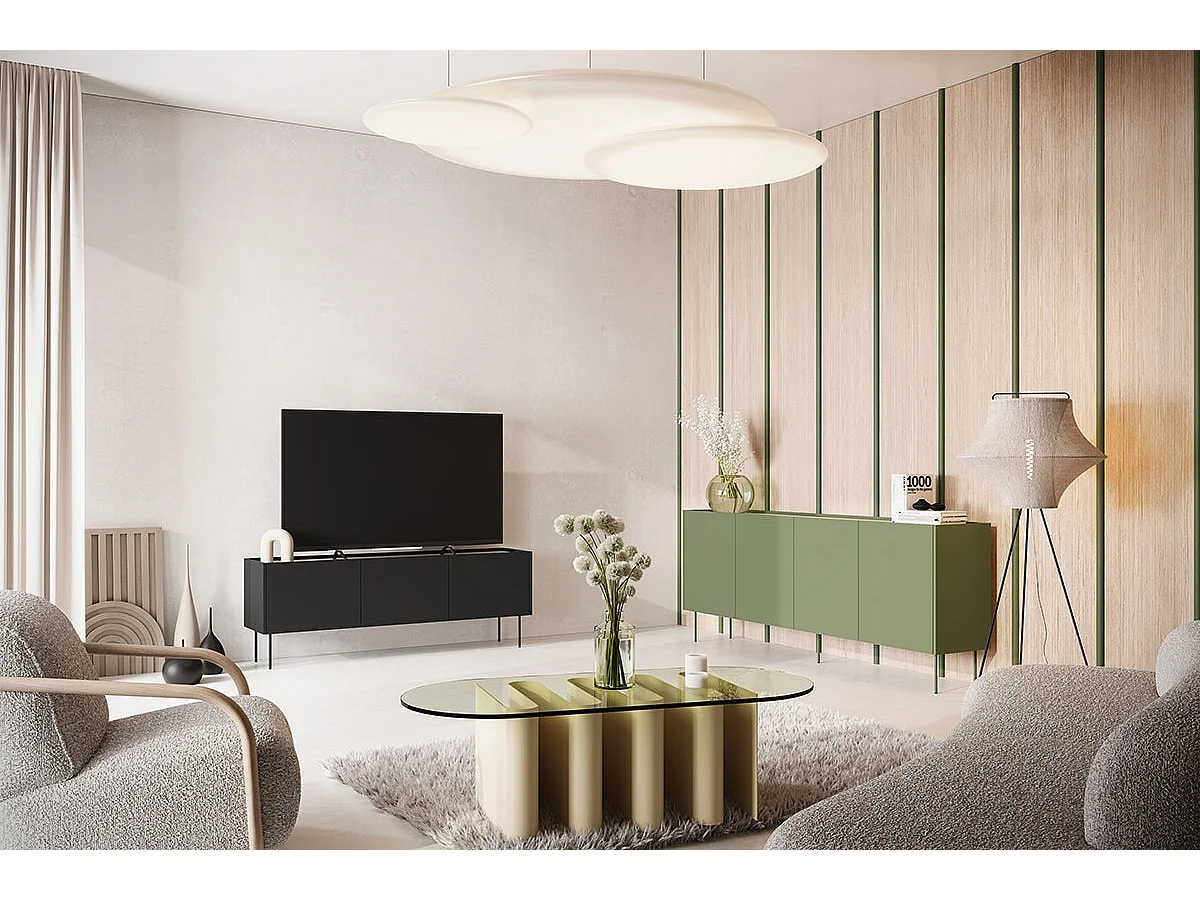 TV-meubel 3-deurs met metalen voet 170x60 cm