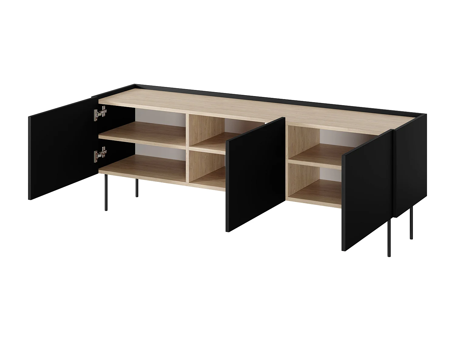 TV-meubel 3-deurs met metalen voet 170x60 cm