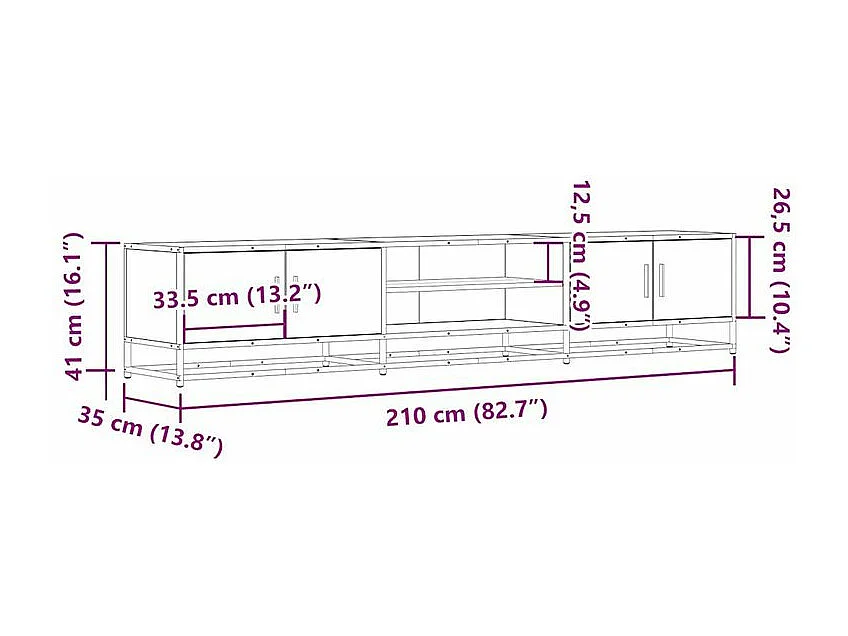 Meuble TV chêne sonoma 210x35x41 bois d'ingénierie