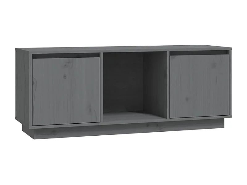 Meuble TV Gris 110,5x35x44 Bois de pin massif