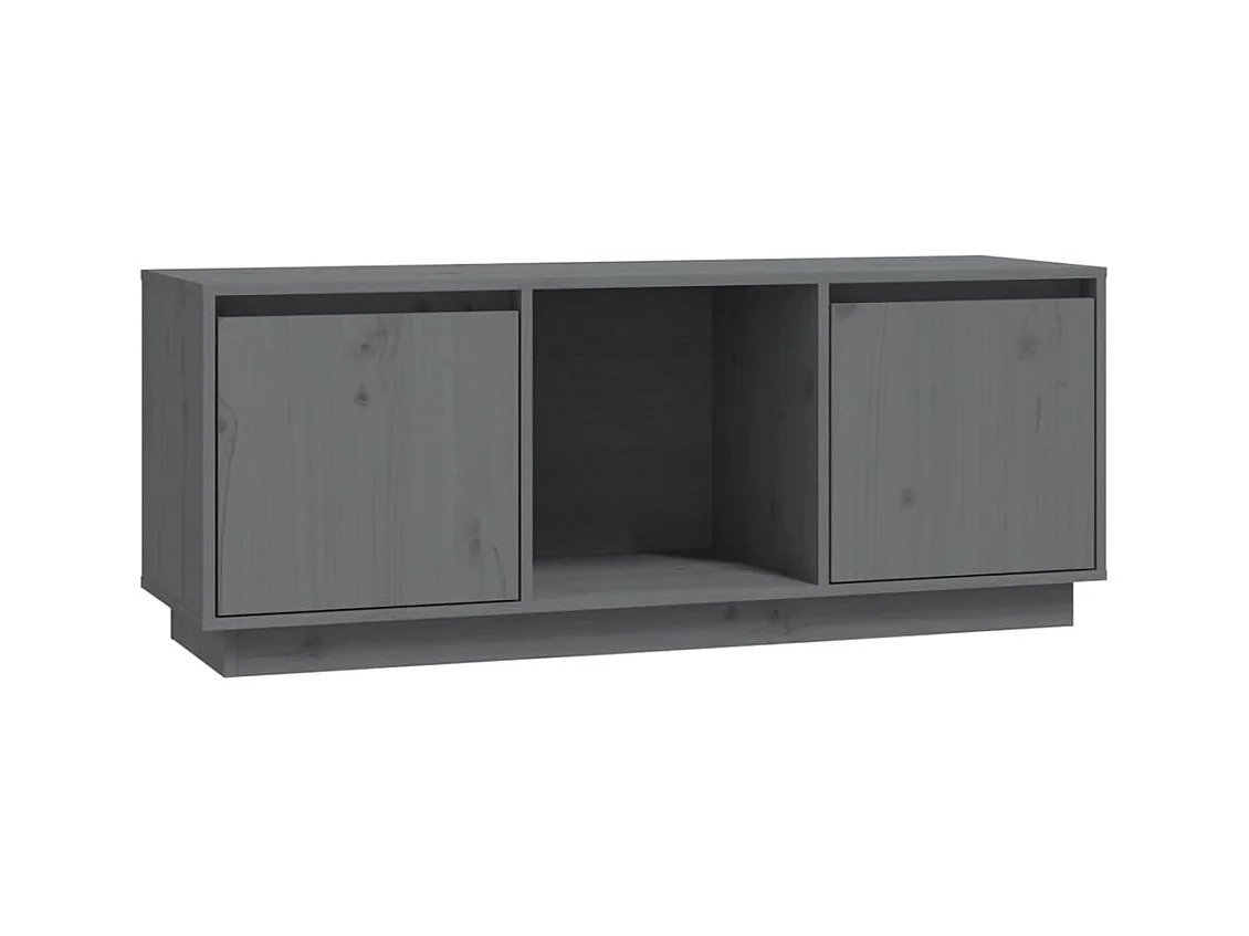 Meuble TV Gris 110,5x35x44 Bois de pin massif