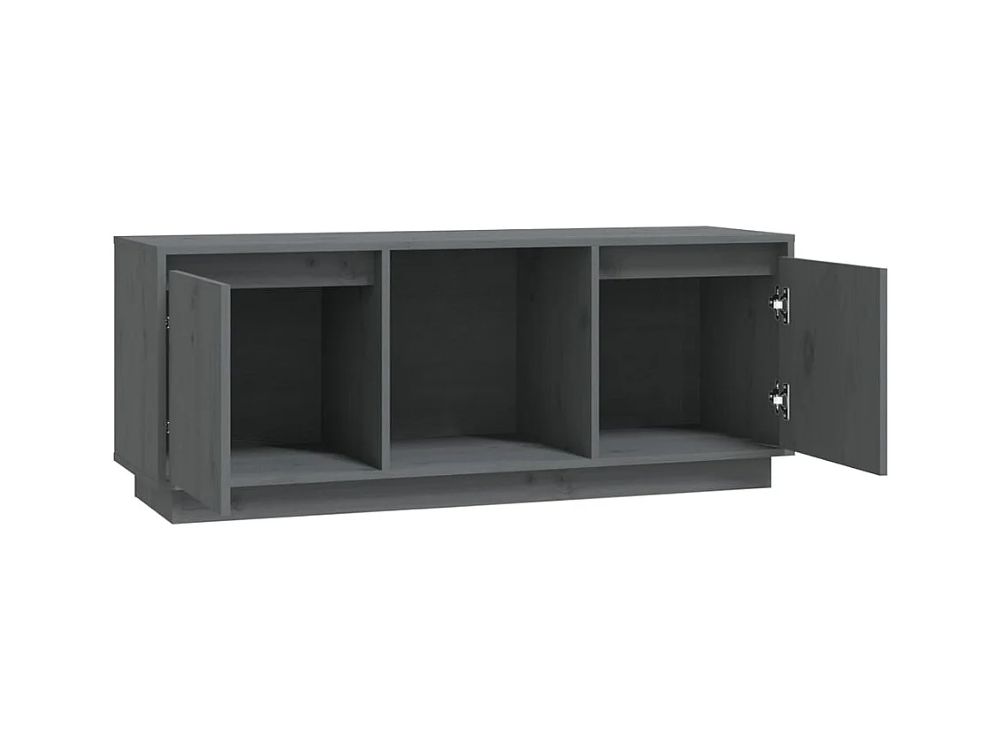 Meuble TV Gris 110,5x35x44 Bois de pin massif
