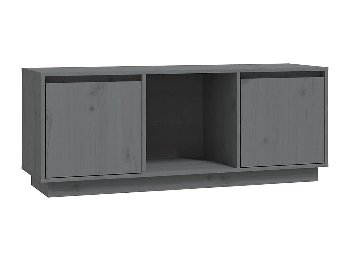 Meuble TV Gris 110,5x35x44 Bois de pin massif