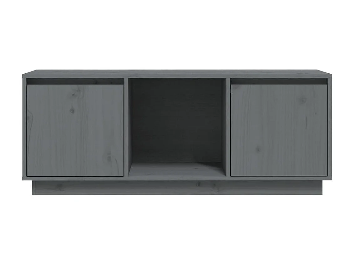 Meuble TV Gris 110,5x35x44 Bois de pin massif