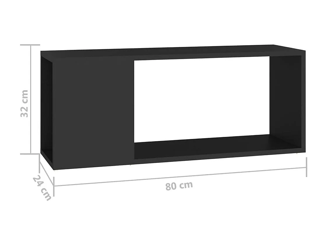 Meuble TV Noir 80x24x32