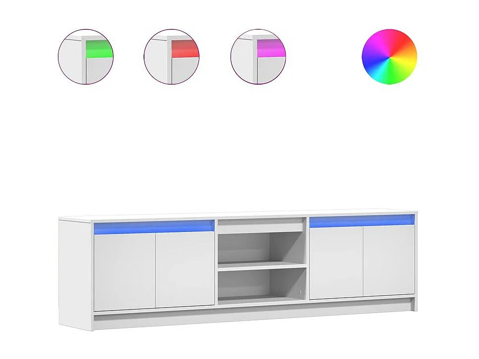 Meuble TV avec LED blanc 180x34x50 bois d'ingénierie