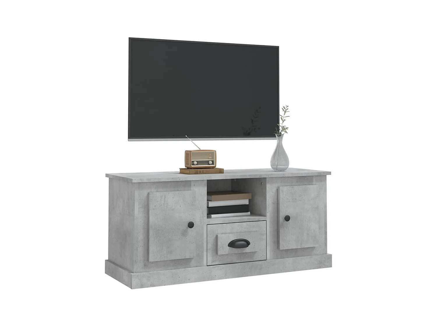 Meuble TV gris béton 100x35,5x45 bois d'ingénierie