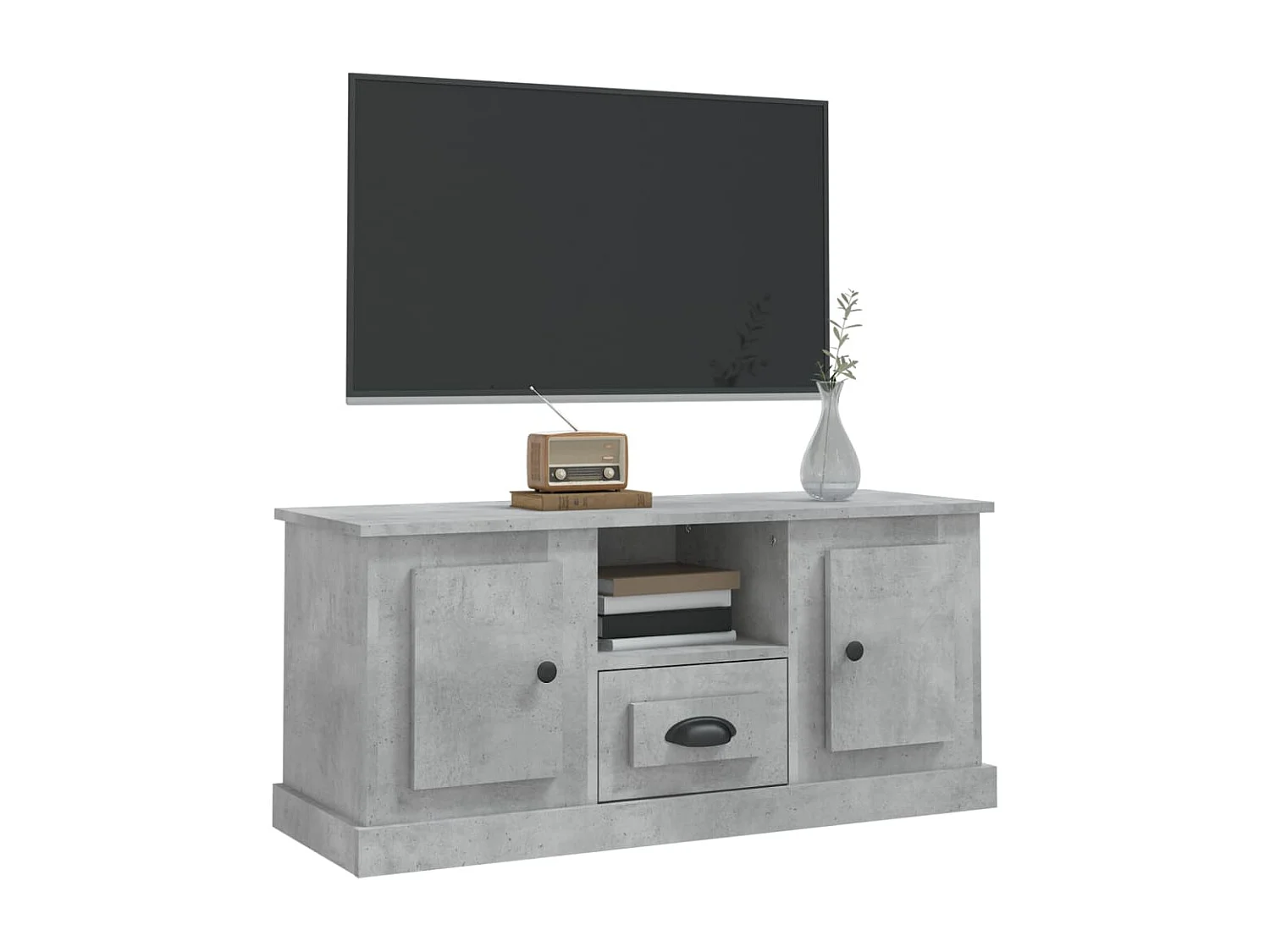 Meuble TV gris béton 100x35,5x45 bois d'ingénierie