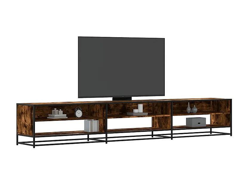 Meuble TV chêne fumé 270x40x46 bois d'ingénierie