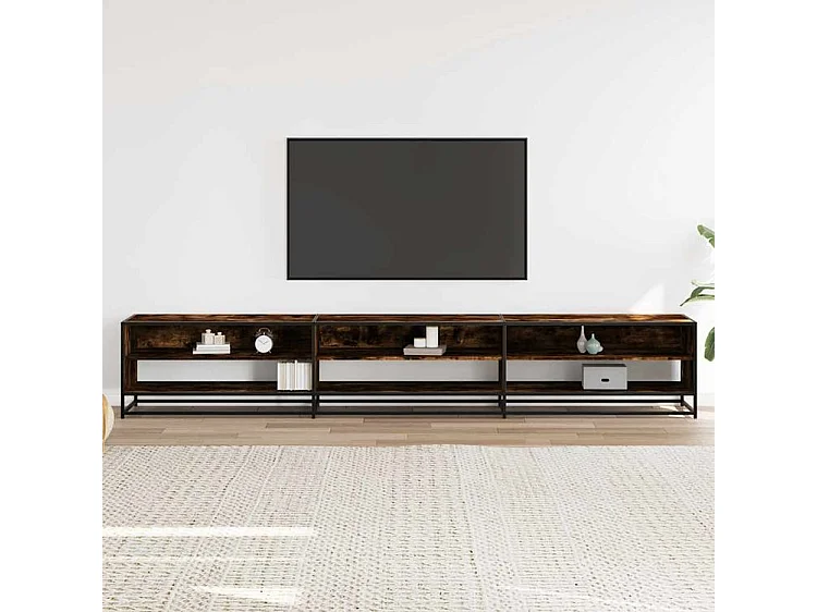 Meuble TV chêne fumé 270x40x46 bois d'ingénierie