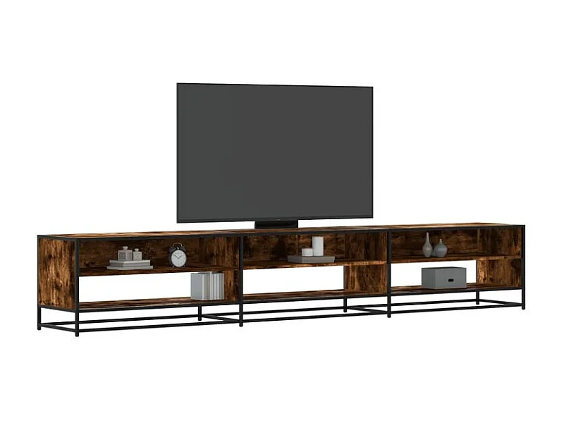 Meuble TV chêne fumé 270x40x46 bois d'ingénierie