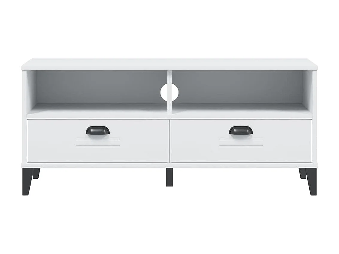 Meuble TV VIKEN blanc bois de pin solide