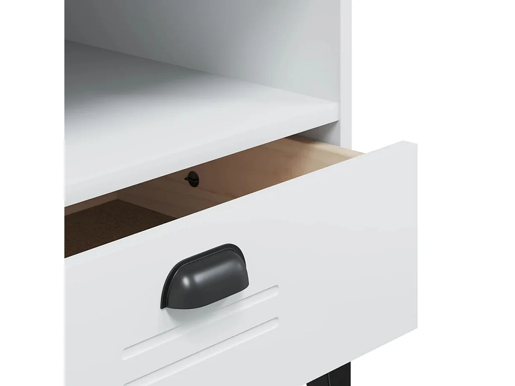 Meuble TV VIKEN blanc bois de pin solide