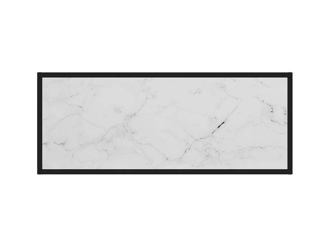 Meuble TV noir avec verre marbre blanc 100x40x40