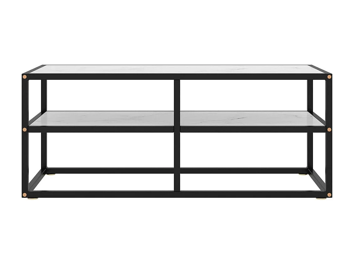 Meuble TV noir avec verre marbre blanc 100x40x40