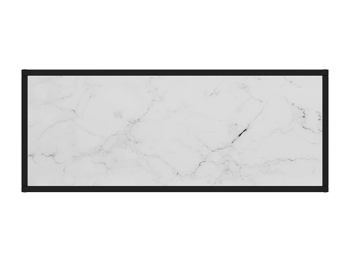 Meuble TV noir avec verre marbre blanc 100x40x40