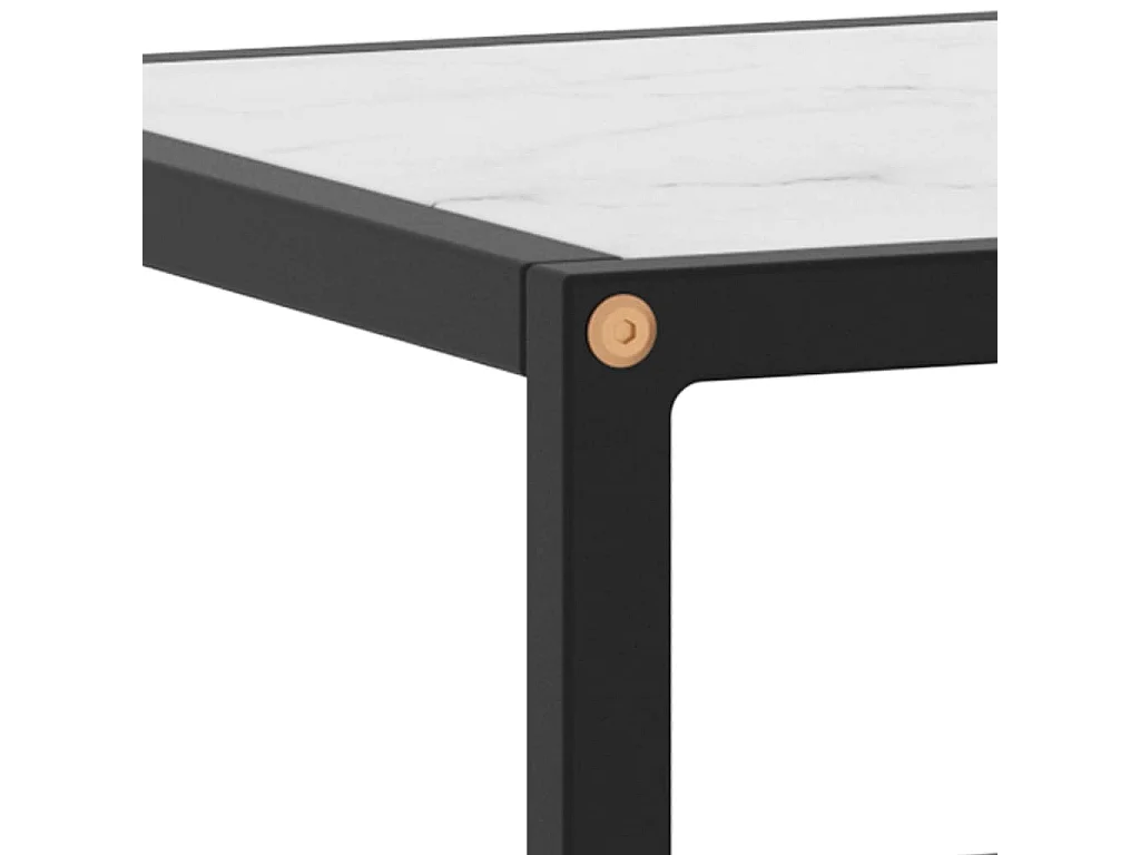 Meuble TV noir avec verre marbre blanc 100x40x40