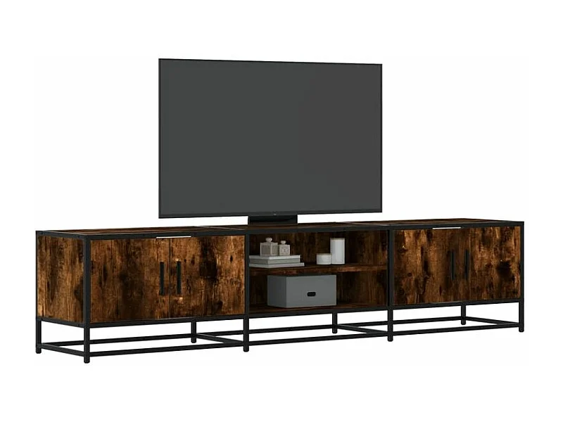 Meuble TV chêne fumé 180x35x41 bois d'ingénierie