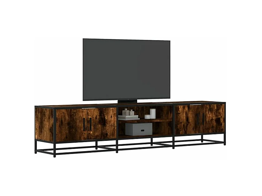Meuble TV chêne fumé 180x35x41 bois d'ingénierie