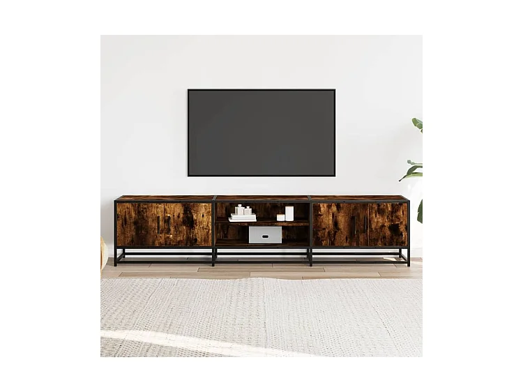 Meuble TV chêne fumé 180x35x41 bois d'ingénierie