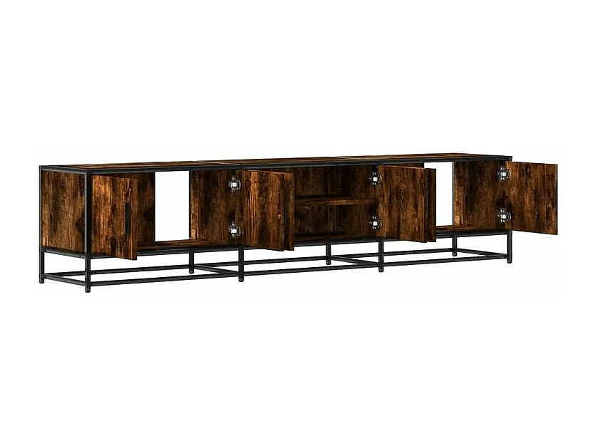 Meuble TV chêne fumé 180x35x41 bois d'ingénierie