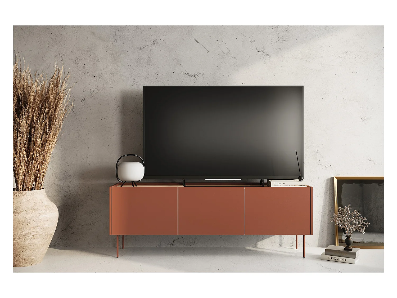 TV-meubel 3-deurs met metalen voet 170x60 cm