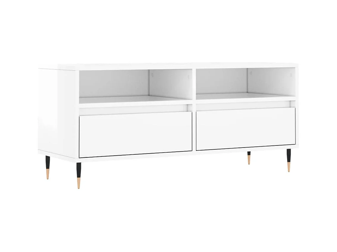 Meuble TV blanc brillant 100x34,5x44,5 bois d'ingénierie