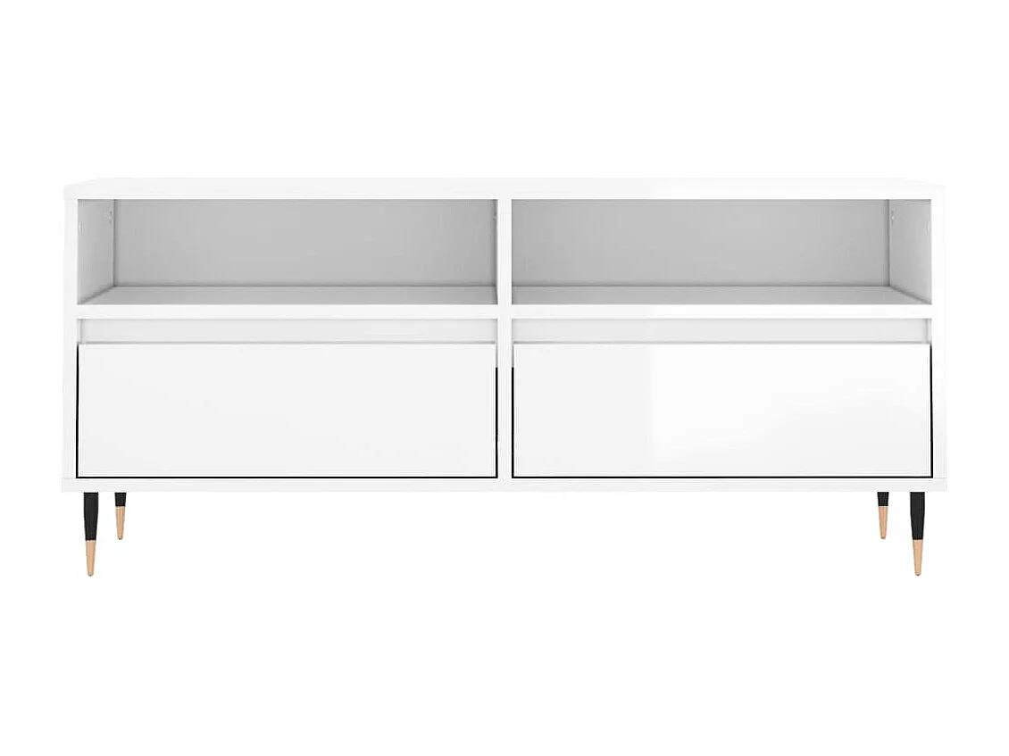 Meuble TV blanc brillant 100x34,5x44,5 bois d'ingénierie