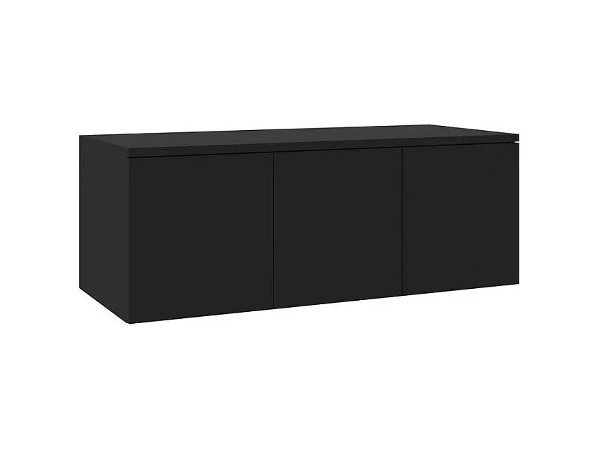 Meuble TV 3 tiroirs bois noir Onic 80cm