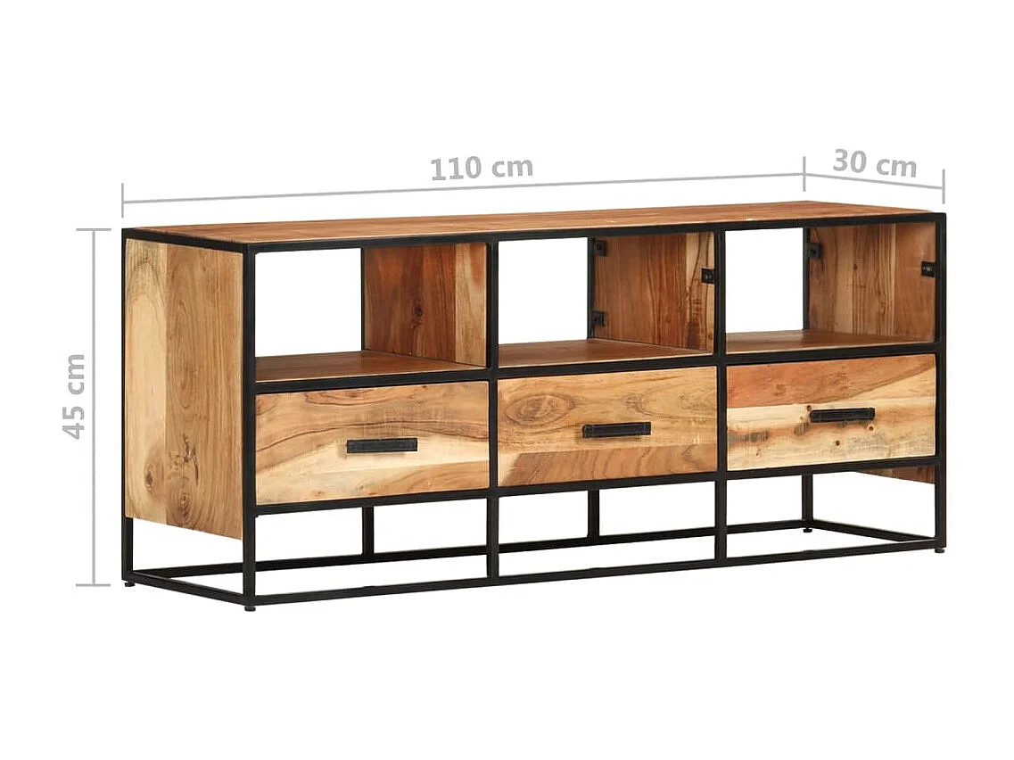 Meuble TV 110x30x45 Bois d'acacia massif 2
