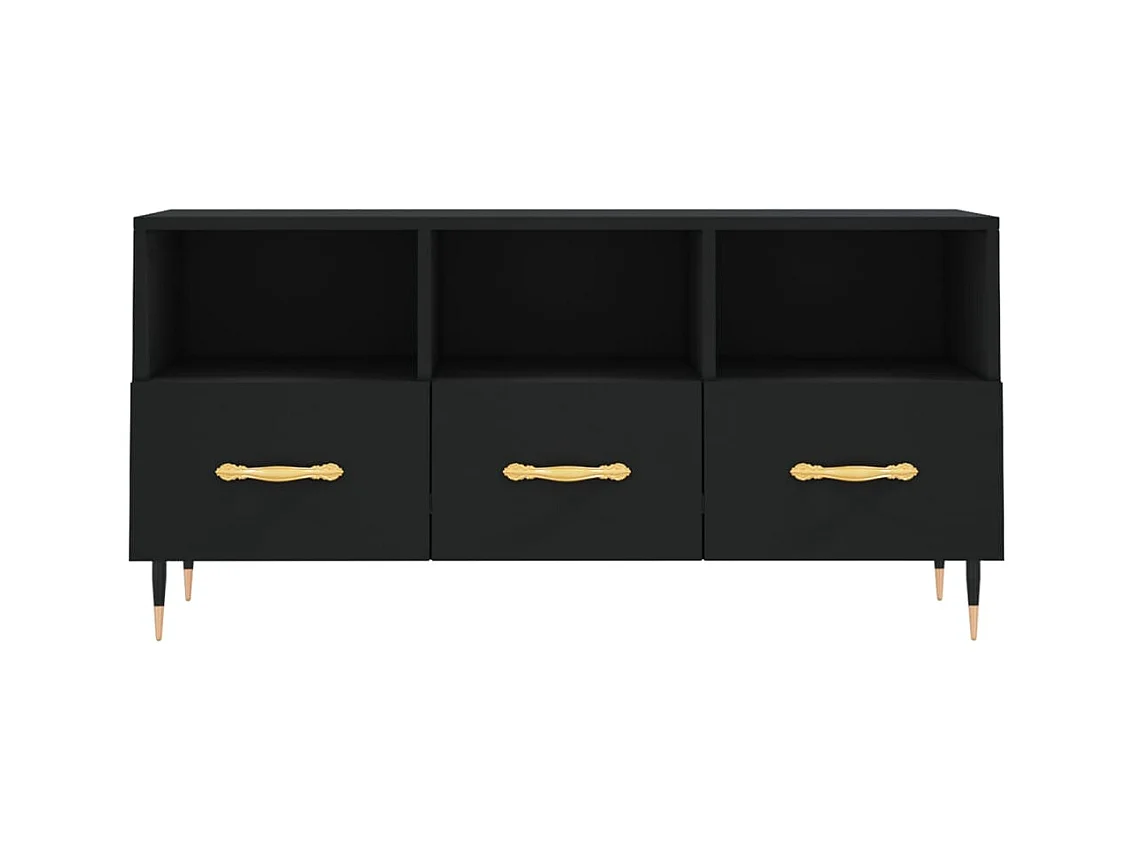 Meuble TV noir 102x36x50 bois d'ingénierie