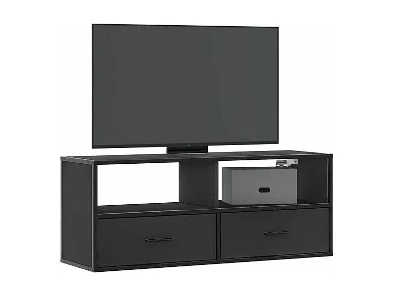 Meuble TV noir 100x31x39,5 bois d'ingénierie et métal